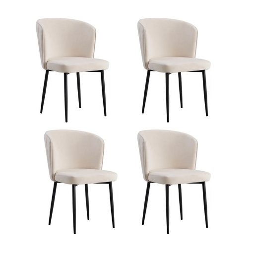 Chaise moderne DIANA Métal noir velours écru