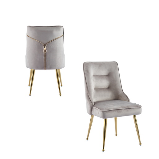 Chaise luxury ZIP en velours pieds Gold moka