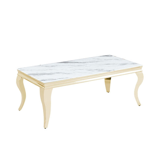 Table basse BAROQUE Gold  120x60x45 cm marbré blanc