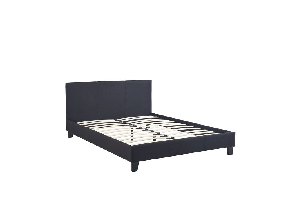 Lit 2 places 160X200 cm KELIA tissu sommier inclus noir