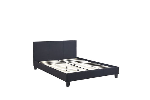 Lit 2 places 160X200 cm KELIA tissu sommier inclus noir