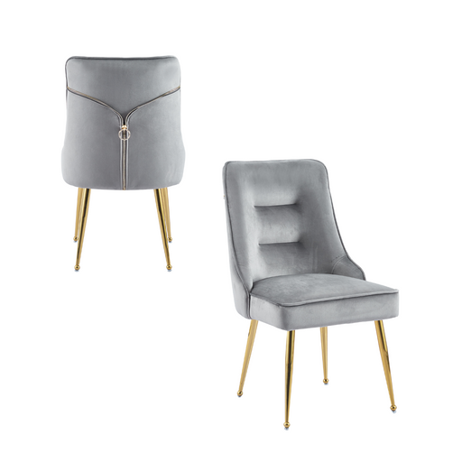 Chaise luxury ZIP en velours pieds Gold gris