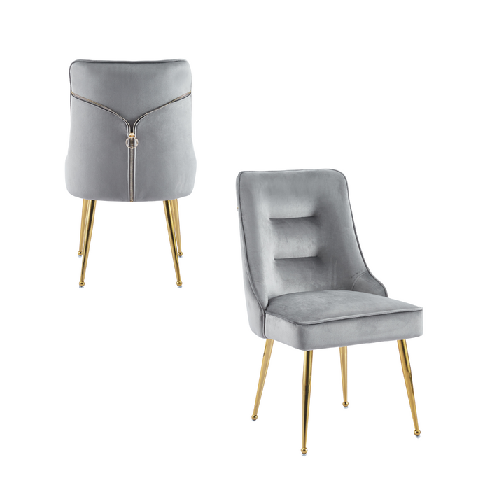 Chaise luxury ZIP en velours pieds Gold gris