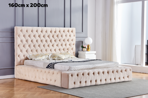 Cadre de Lit 2 places 160x200 cm ROYAL velours beige