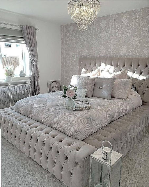 Cadre de Lit 2 places 160x200 cm ROYAL velours gris