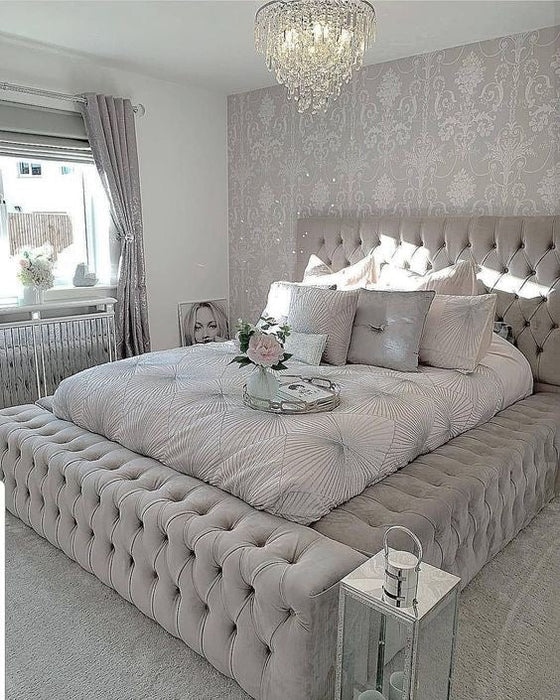 Cadre de Lit 2 places 160x200 cm ROYAL velours gris