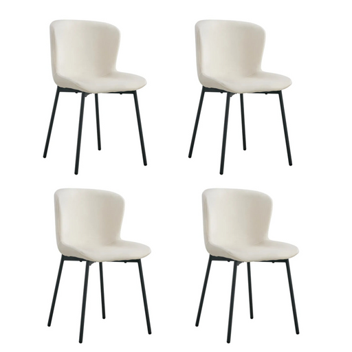Chaise ELEN métal noir velours écru
