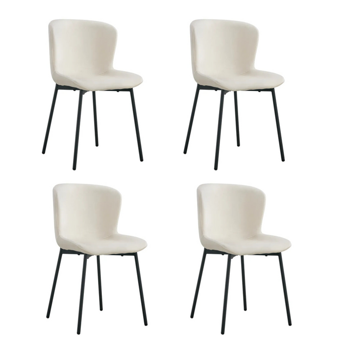 Chaise ELEN métal noir velours écru