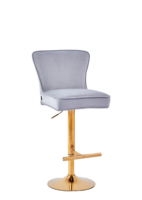 Tabouret de bar GABRIELLE Gold en velours gris