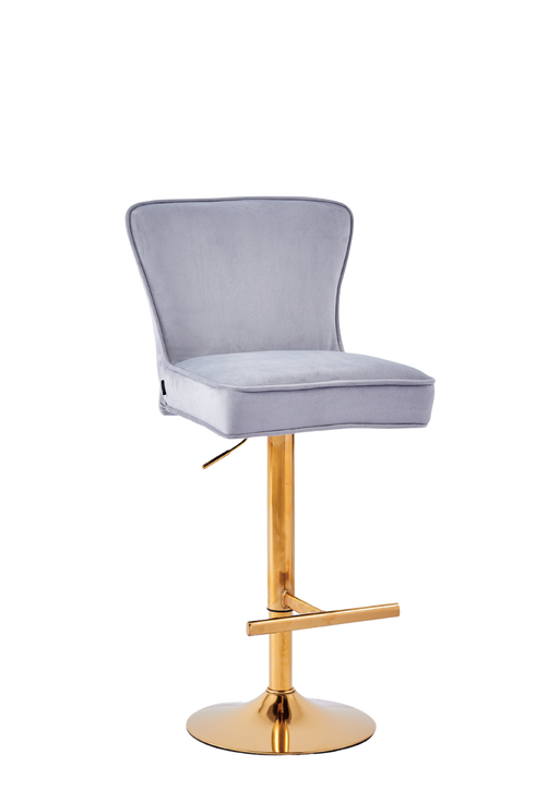 Tabouret de bar GABRIELLE Gold en velours gris