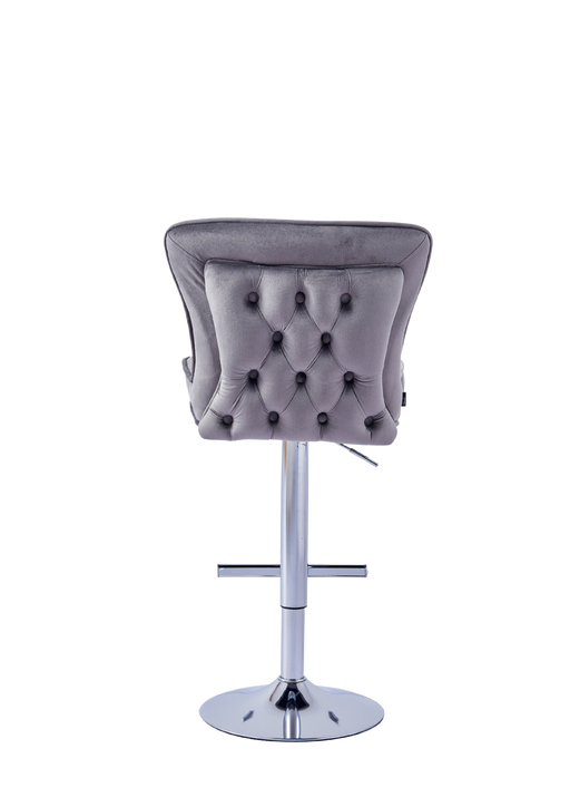 Tabouret de bar GABRIELLE Chrome en velours anthracite
