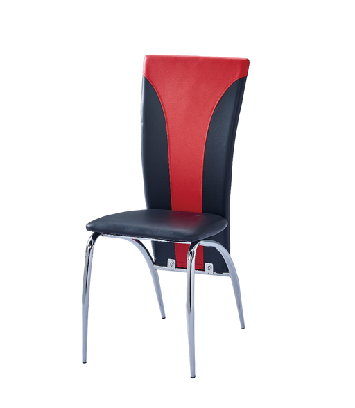 Chaise DUNA similicuir noir et rouge