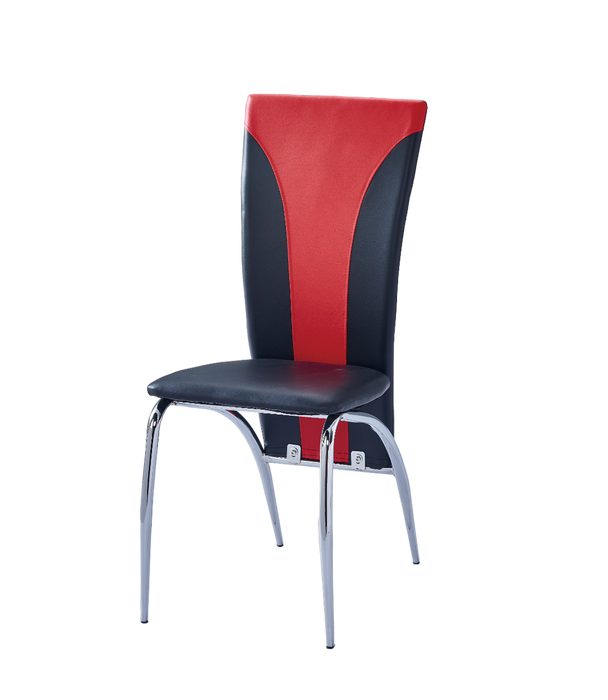 Chaise DUNA similicuir noir et rouge