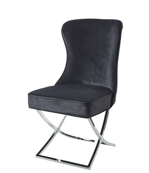 Chaise GABRIELLE capitonnée velours anthracite