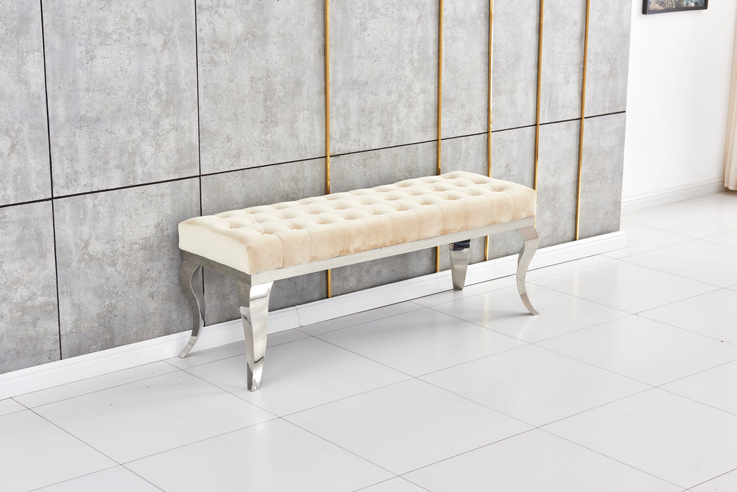 Banquette BAROQUE Capitonnée Chrome en velours moka