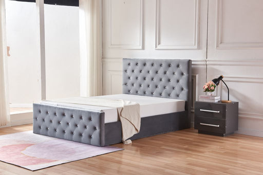 Lit coffre 2 places 160X200 cm VICTORIA Velours gris