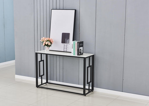 Console SOPHIE métal noir marbré-blanc 120x40x78 cm