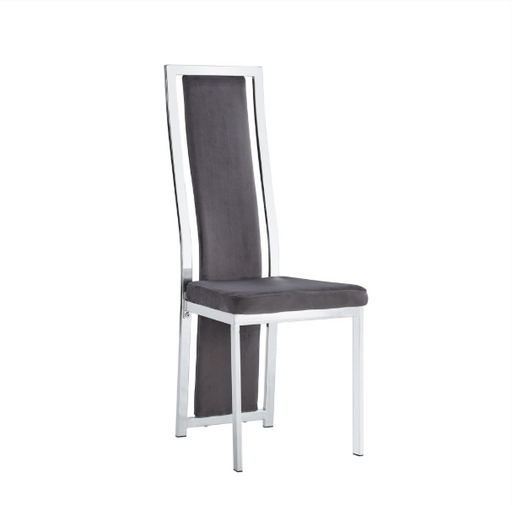 Chaise Dana velours contour chromé gris