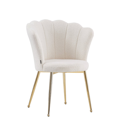 Chaise NYMPHEA pieds Gold assise Velours blanc doudou