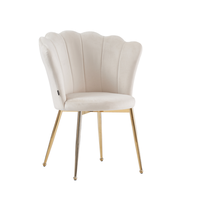 Chaise NYMPHEA pieds Gold assise Velours écru
