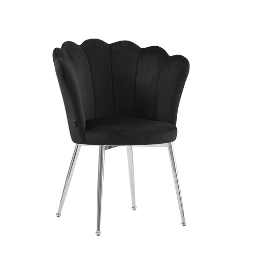 Chaise NYMPHEA pieds Chrome assise Velours noir