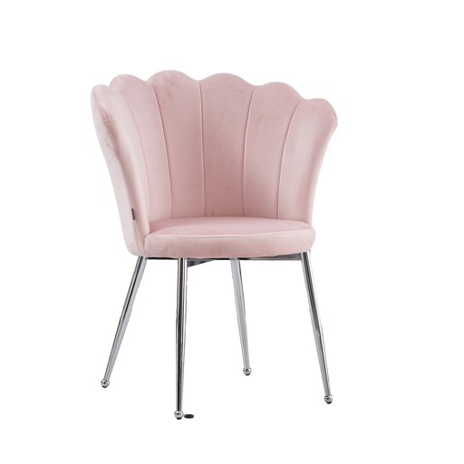 Chaise NYMPHEA pieds Chrome assise Velours rose