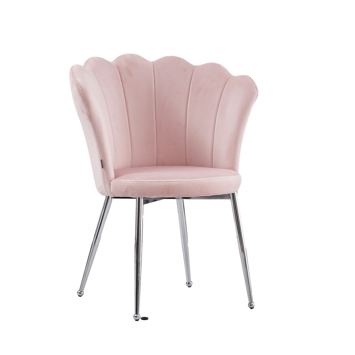 Chaise NYMPHEA pieds Chrome assise Velours rose