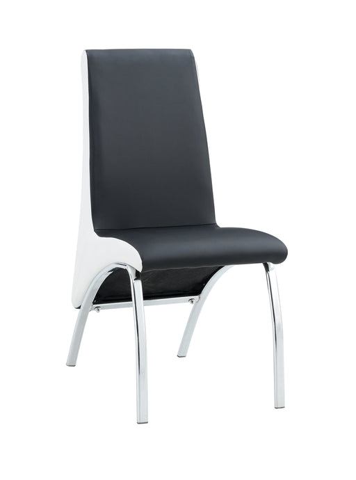 Chaise Fate chrome et simili cuir noir et blanc