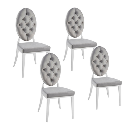 Chaise MEDAILLON capitonnées  chrome et velours gris