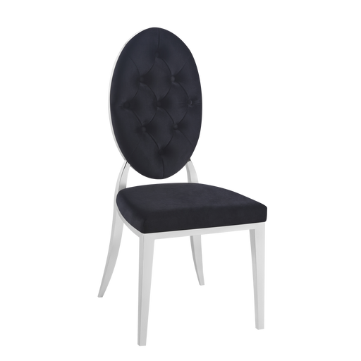 Chaise MEDAILLON capitonnées  chrome et velours noir