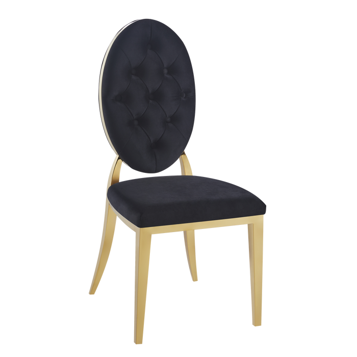 Chaise MEDAILLON capitonnées  Gold et velours noir