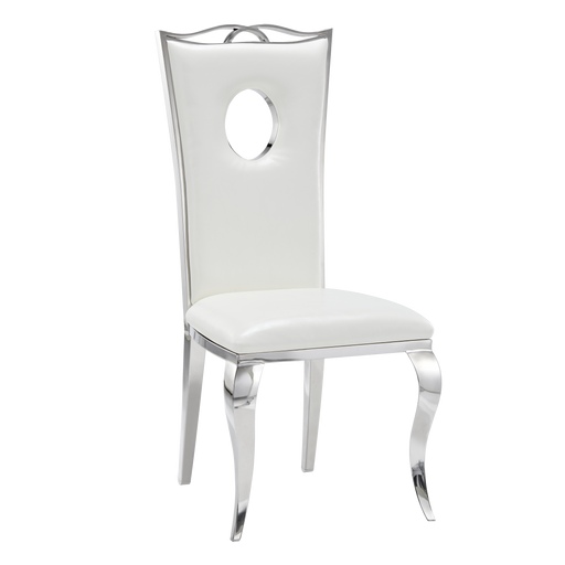 Chaise baroque ROYAL Chrome Simili blanc