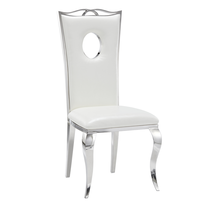 Chaise baroque ROYAL Chrome Simili blanc
