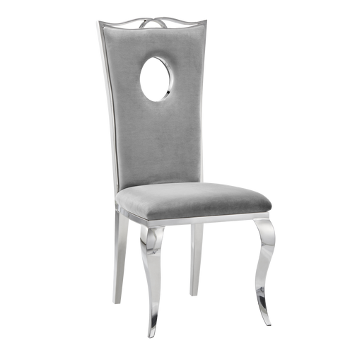 Chaise baroque ROYAL Chrome Velours gris
