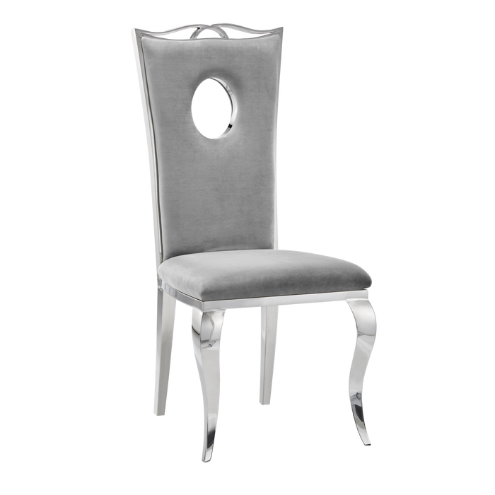 Chaise baroque ROYAL Chrome Velours gris