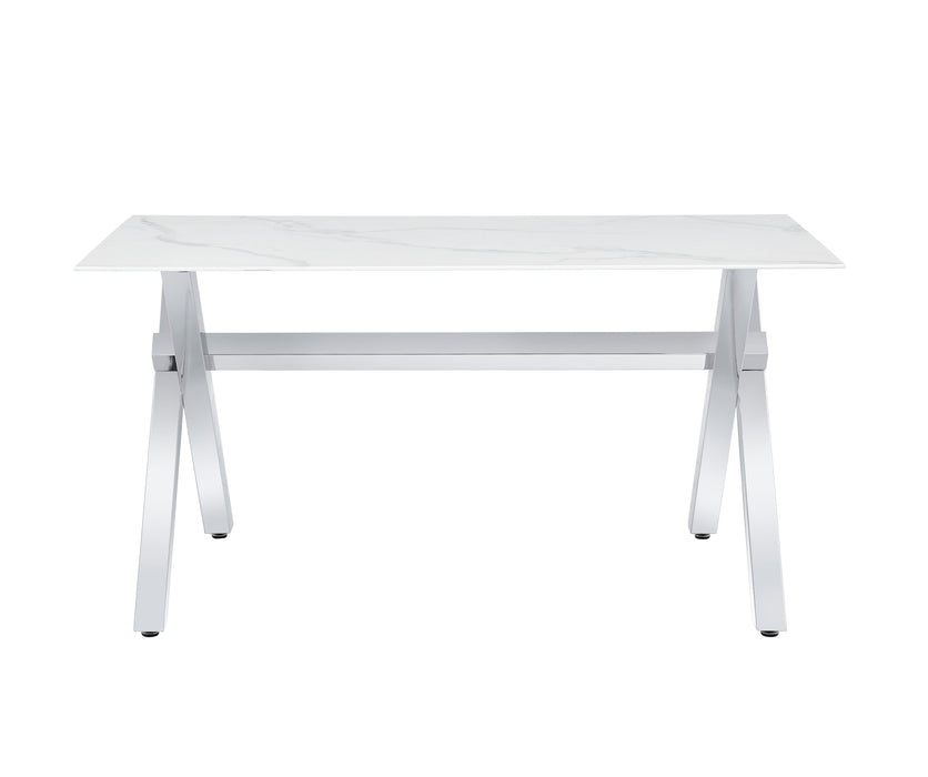 Table à manger IXE chrome plateau en verre trempé 150 cm