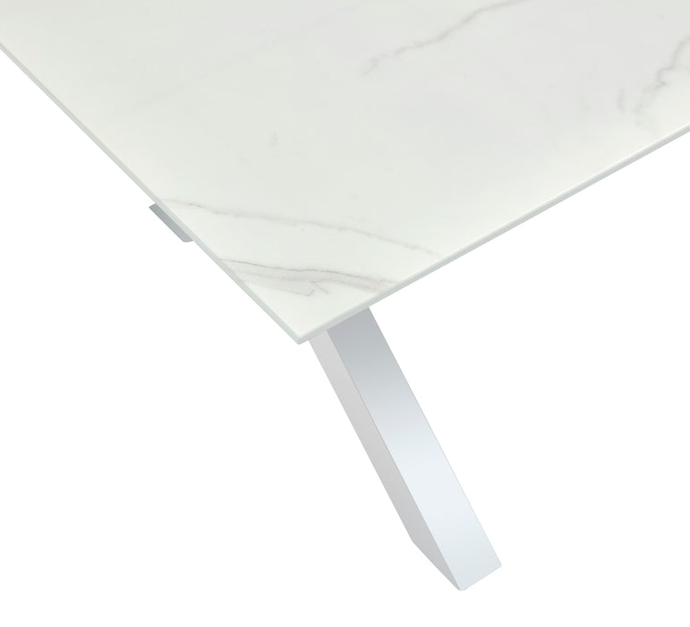 Table à manger IXE chrome plateau en verre trempé 150 cm