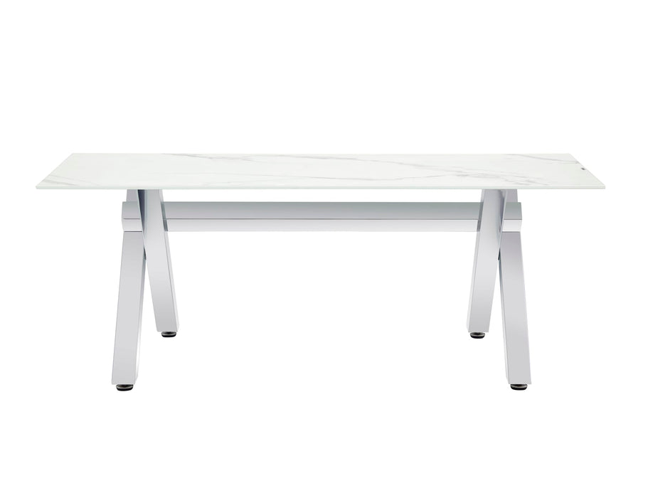 Table à manger IXE chrome plateau en verre trempé 150 cm