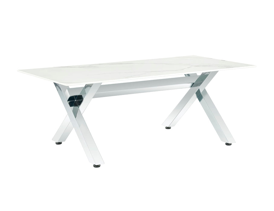 Table à manger IXE chrome plateau en verre trempé 150 cm