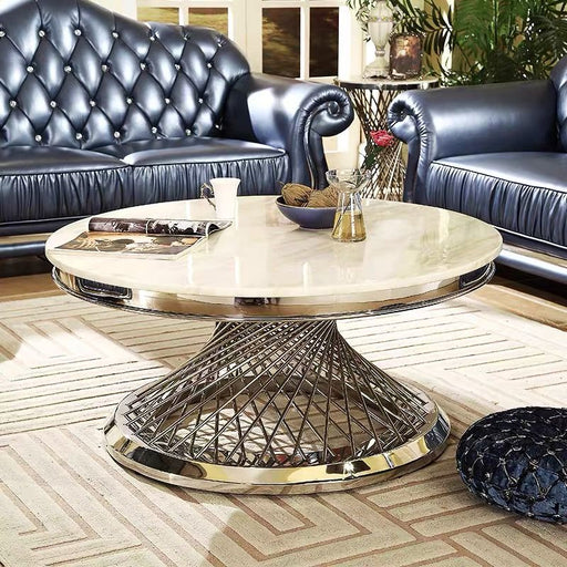 Table basse Deluxe Chrome plateau en verre marbré d100 cm marbré noir