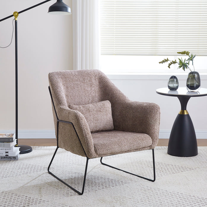 Fauteuil BASKA métal noir velours laine taupe