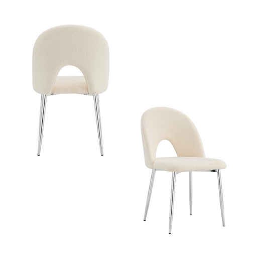 Chaise TEDDY Chrome velours doudou beige