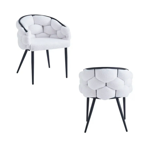 Chaise BALLON pieds métal noir blanc doudou