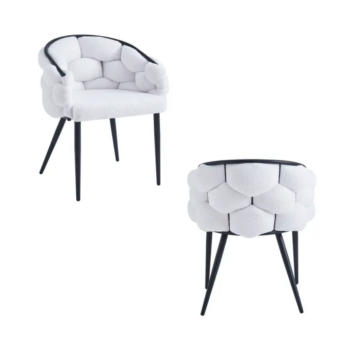 Chaise BALLON pieds métal noir blanc doudou