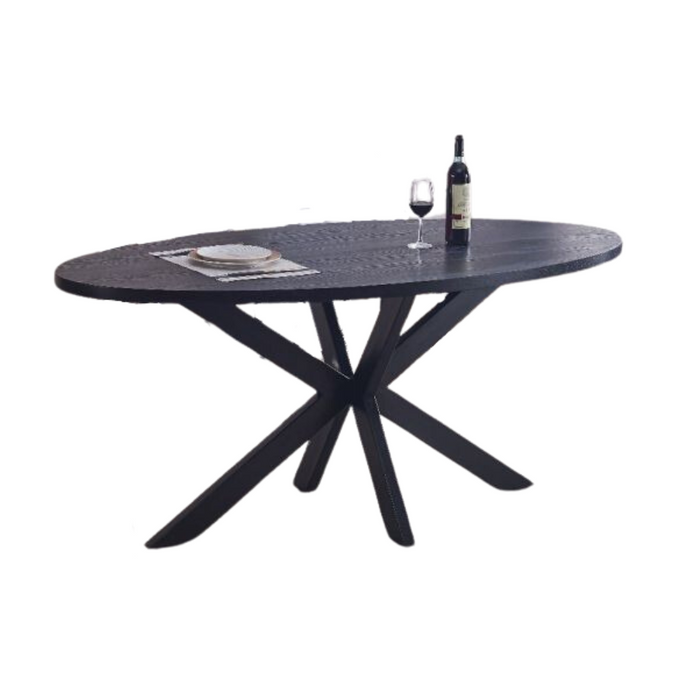 Table à manger en bois GAIA pieds en métal noir noir