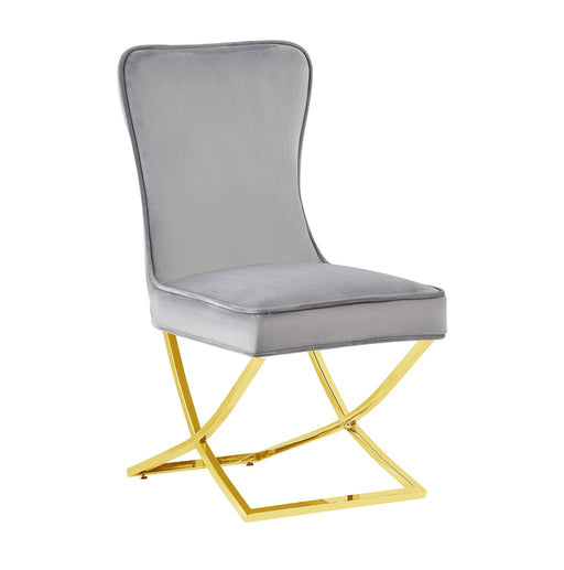 Chaise GABRIELLE Gold Velours Capitonné gris