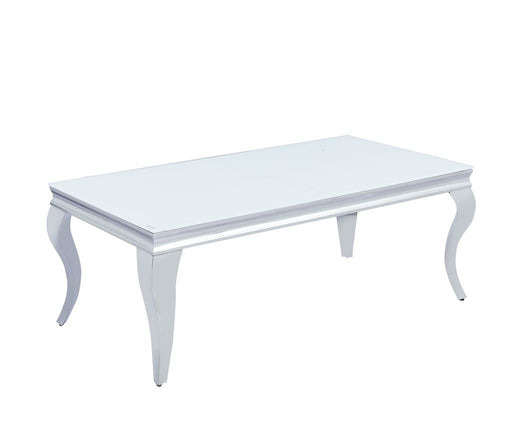 Table basse BAROQUE Chrome  120x60x45 cm blanc