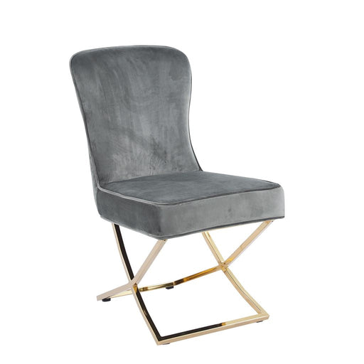 Chaise GABRIELLE Gold Velours Capitonné anthracite