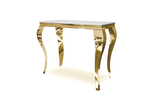 Console BAROQUE Gold plateau en verre blanc 110x50x85 cm