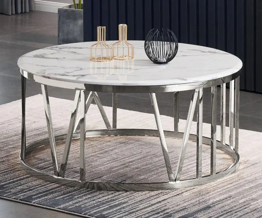Table Basse ATMOS Chrome et plateau en verre transparent